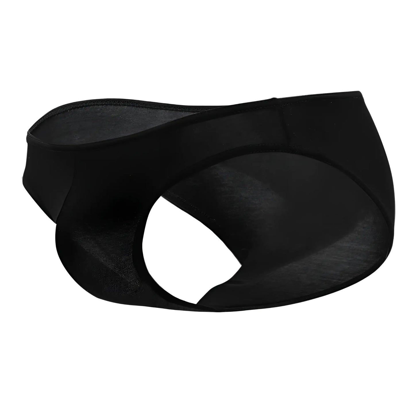 Doreanse 1281-blk black seamless form-fitting men’s bikini brief with smooth stretchy fabric and open-back design shown from back