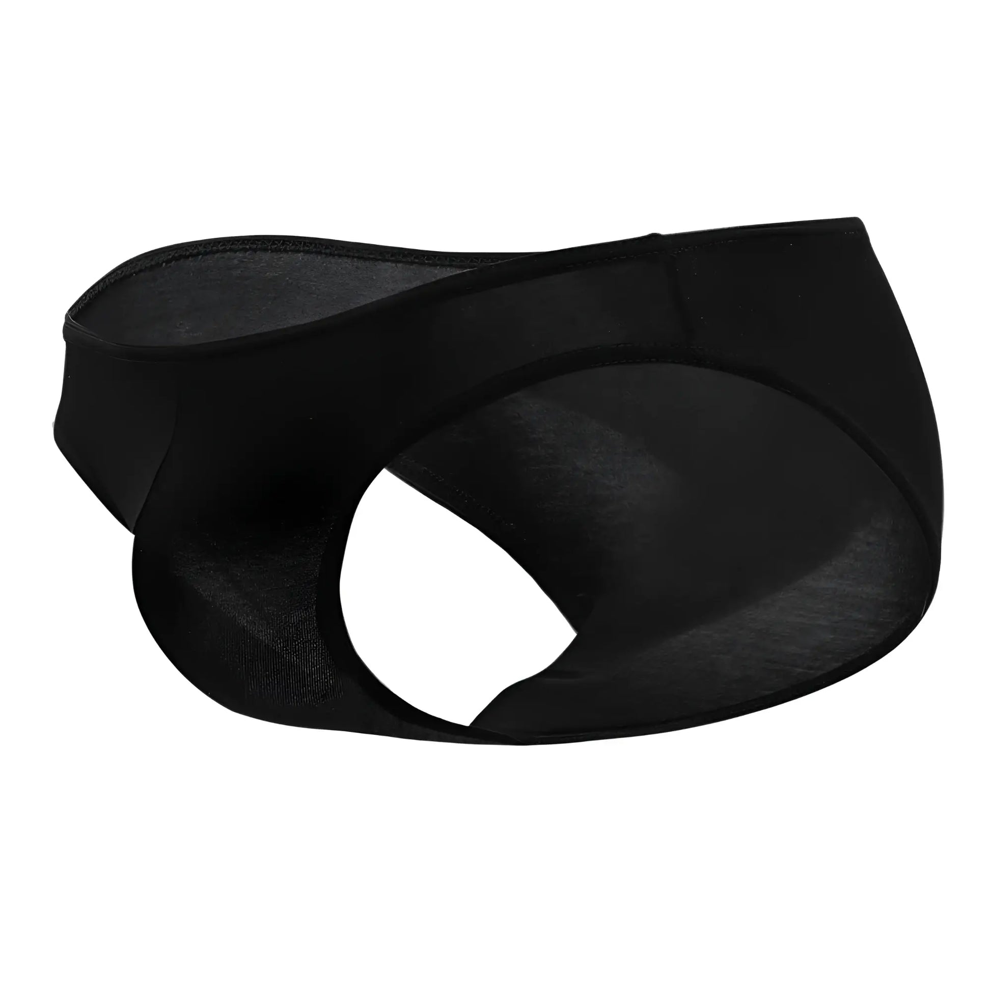 Doreanse 1281-blk black seamless form-fitting men’s bikini brief with smooth stretchy fabric and open-back design shown from back