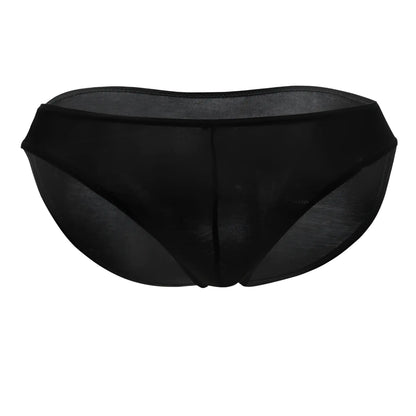 Doreanse 1281-blk black sheer mesh briefs with solid waistband designed as hang-loose bikini brief in black color