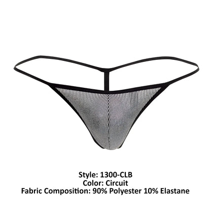 Black mesh thong with sleek form-fitting design and thin elastic straps shown from the back in Doreanse 1300-CLB Disco Thongs Color Circuit