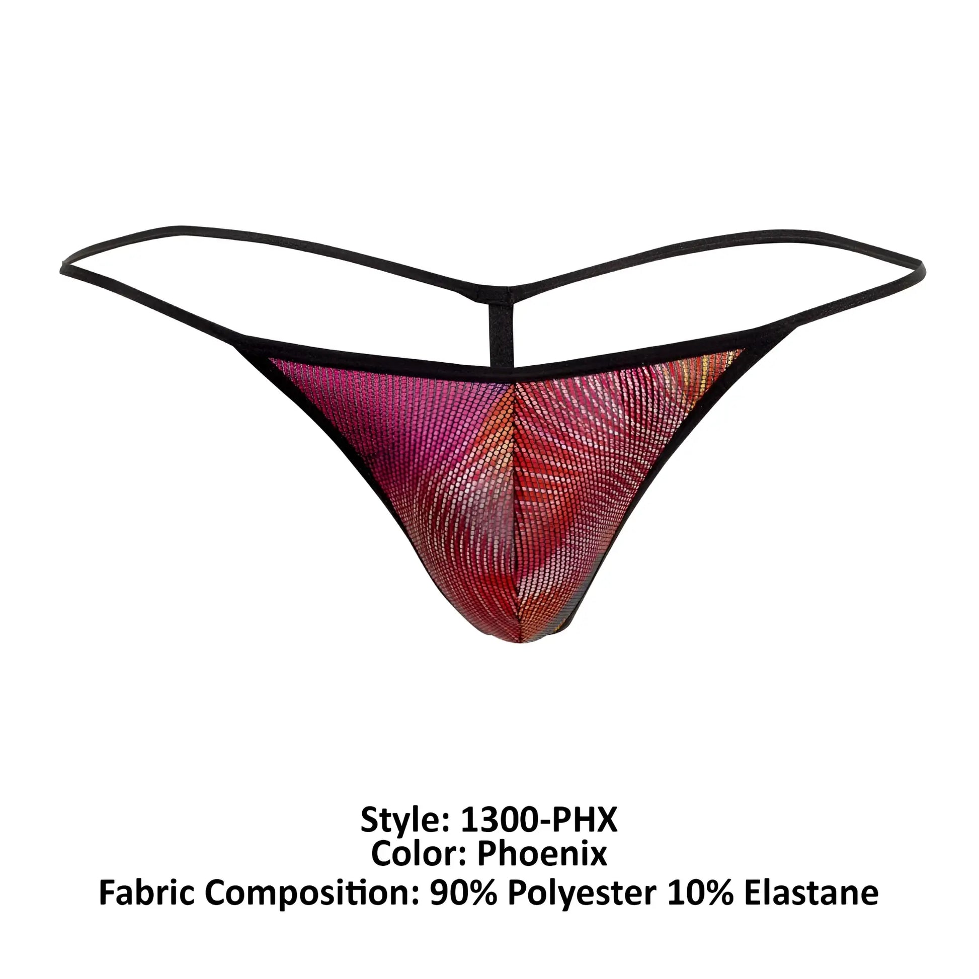 Doreanse 1300-phx disco thongs in pink and red phoenix gradient made of 90% polyester with elastic for comfort