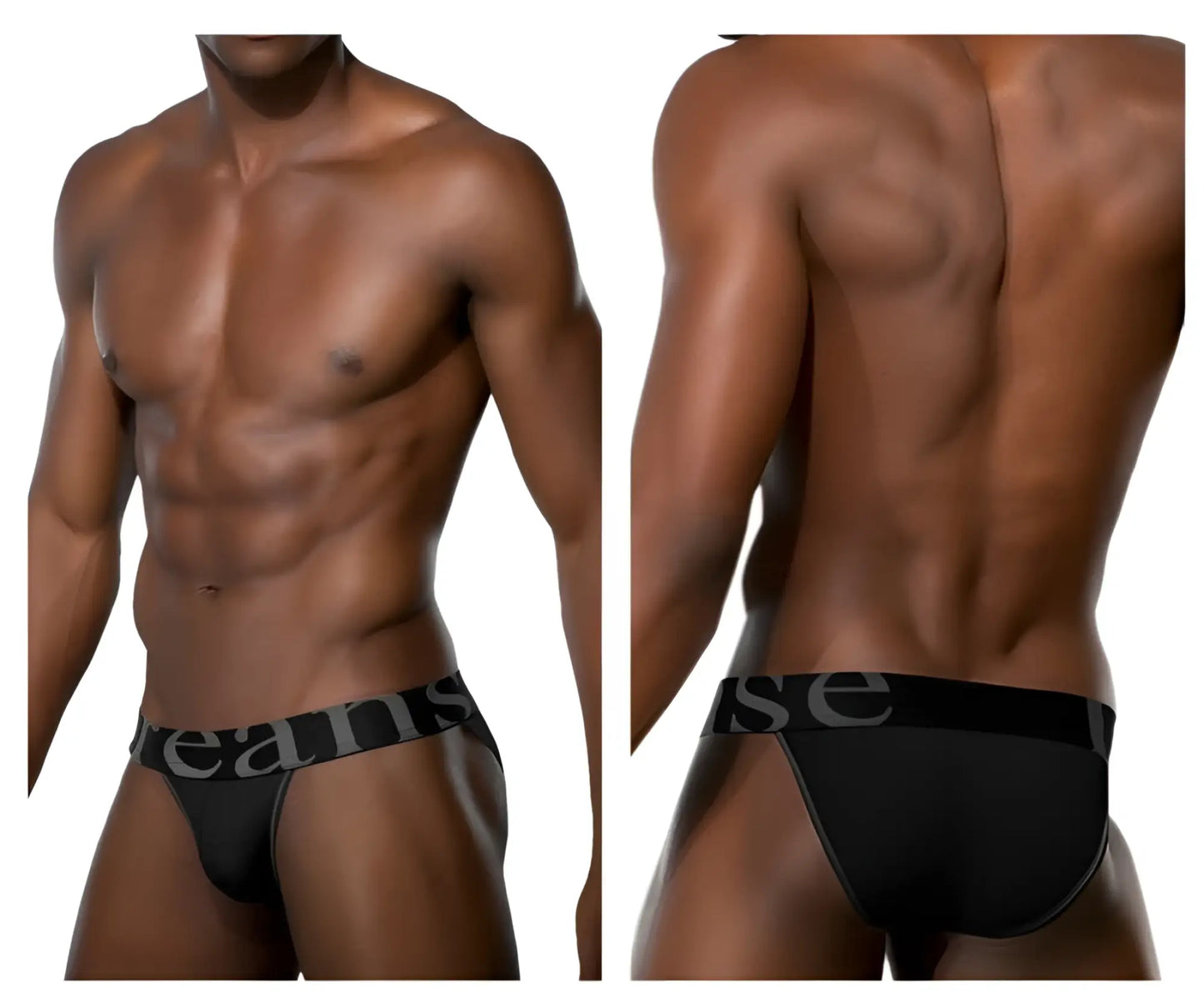Black doreanse 1313-blk ribbed micromodal bikini briefs with sleek form-fitting design and gray logo waistband