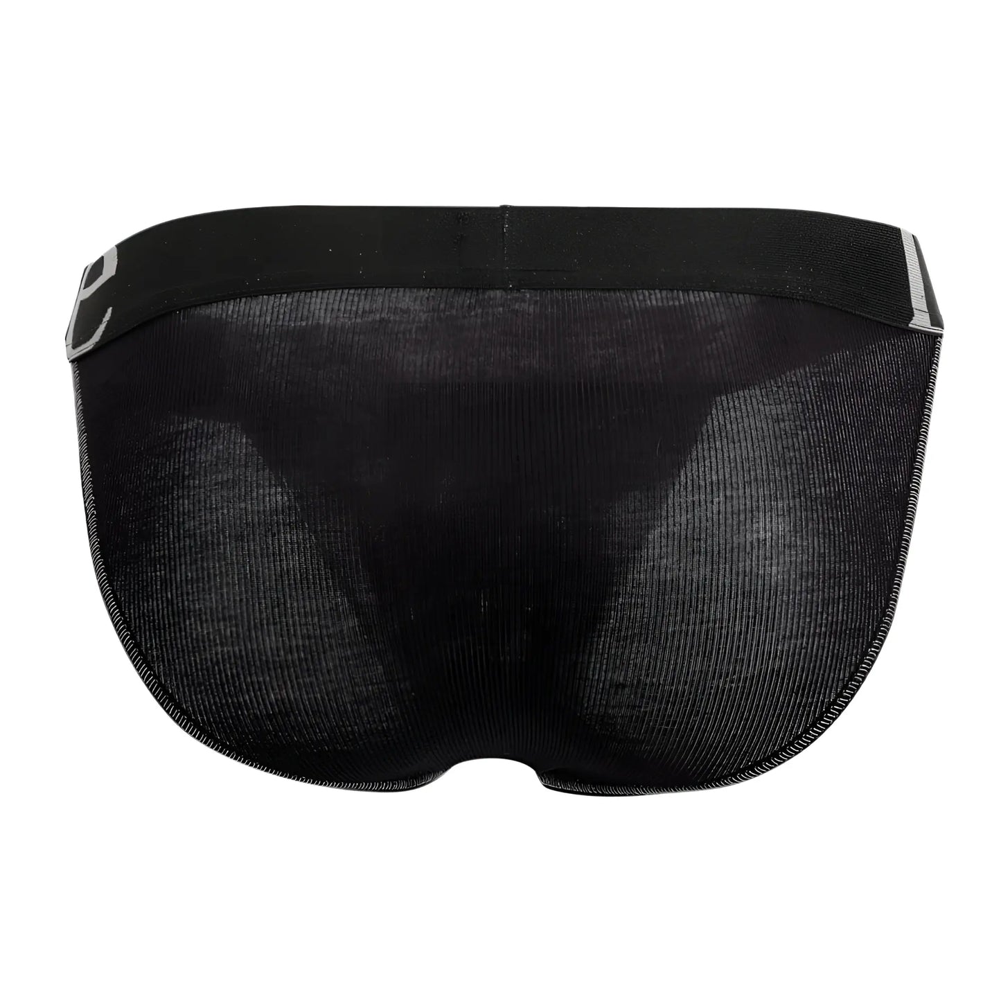 Doreanse 1313-blk black mesh briefs with solid waistband and subtle gray trim made of ribbed micromodal fabric