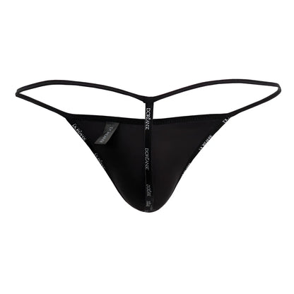 Black doreanse 1326-rro flashy g-string with thin adjustable straps and subtle doriane logo in royal rose color