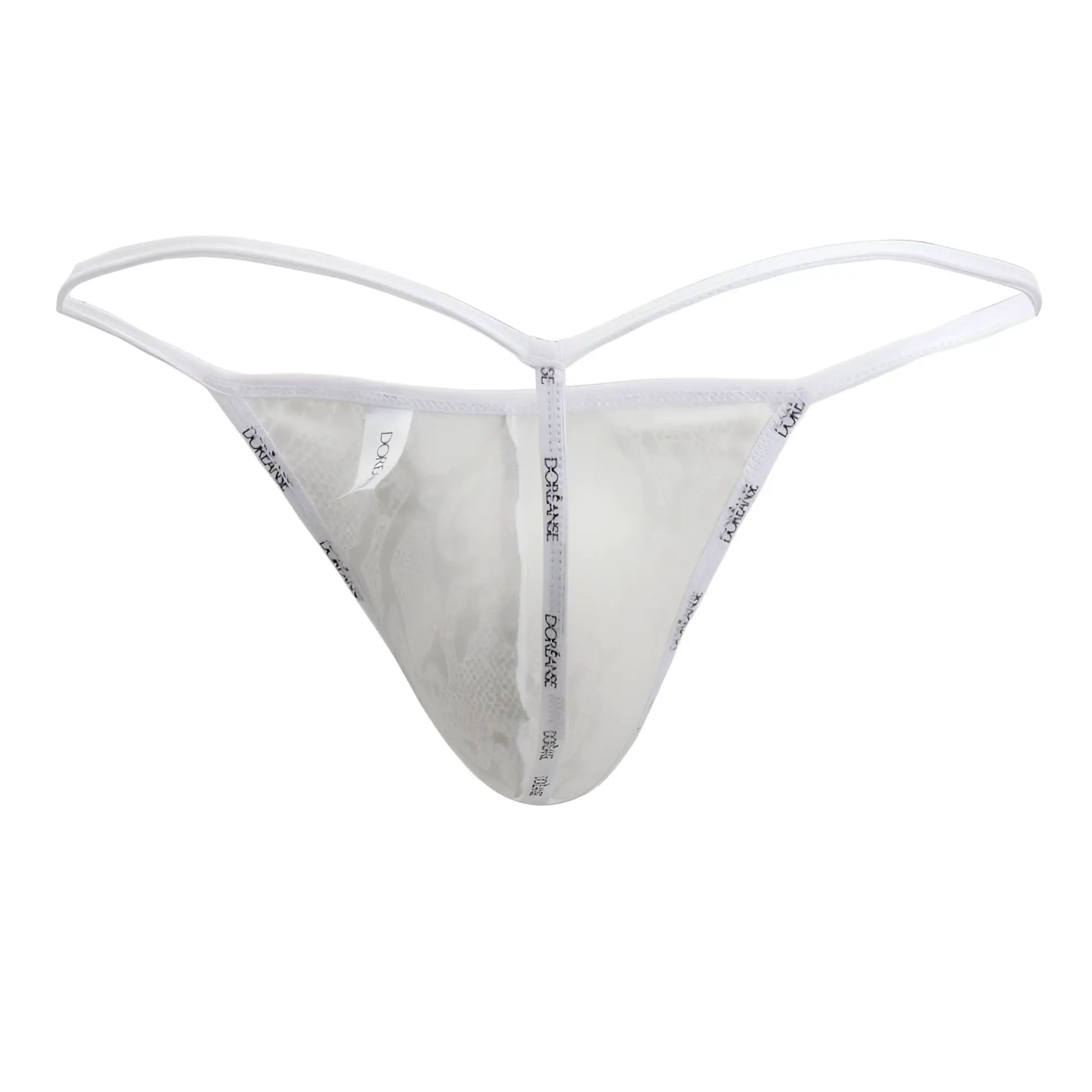 White lace thong with thin elastic straps and subtle pattern in doreanse 1326-slv flashy g-string silver snake