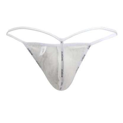 White lace thong with thin elastic straps and subtle pattern in doreanse 1326-slv flashy g-string silver snake