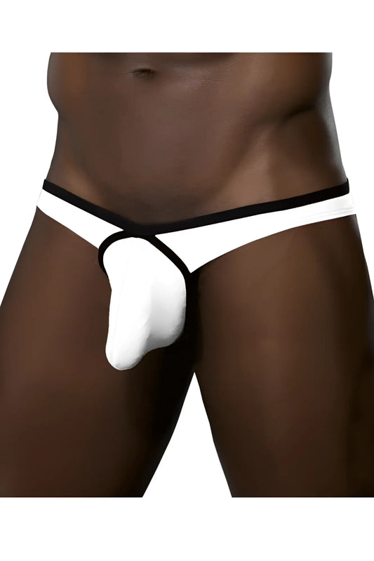White and black doreanse 1332-wht loop thong with supportive molded design in white color front view
