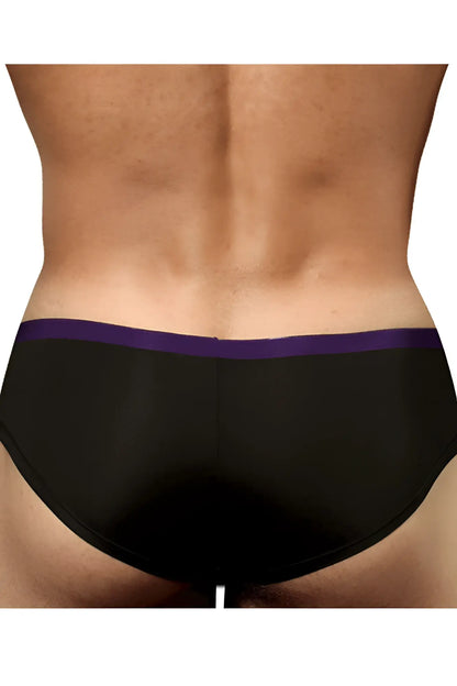 Black briefs with a solid purple waistband from doreanse 1377-blk boost cheeky brief in comfortable fabric