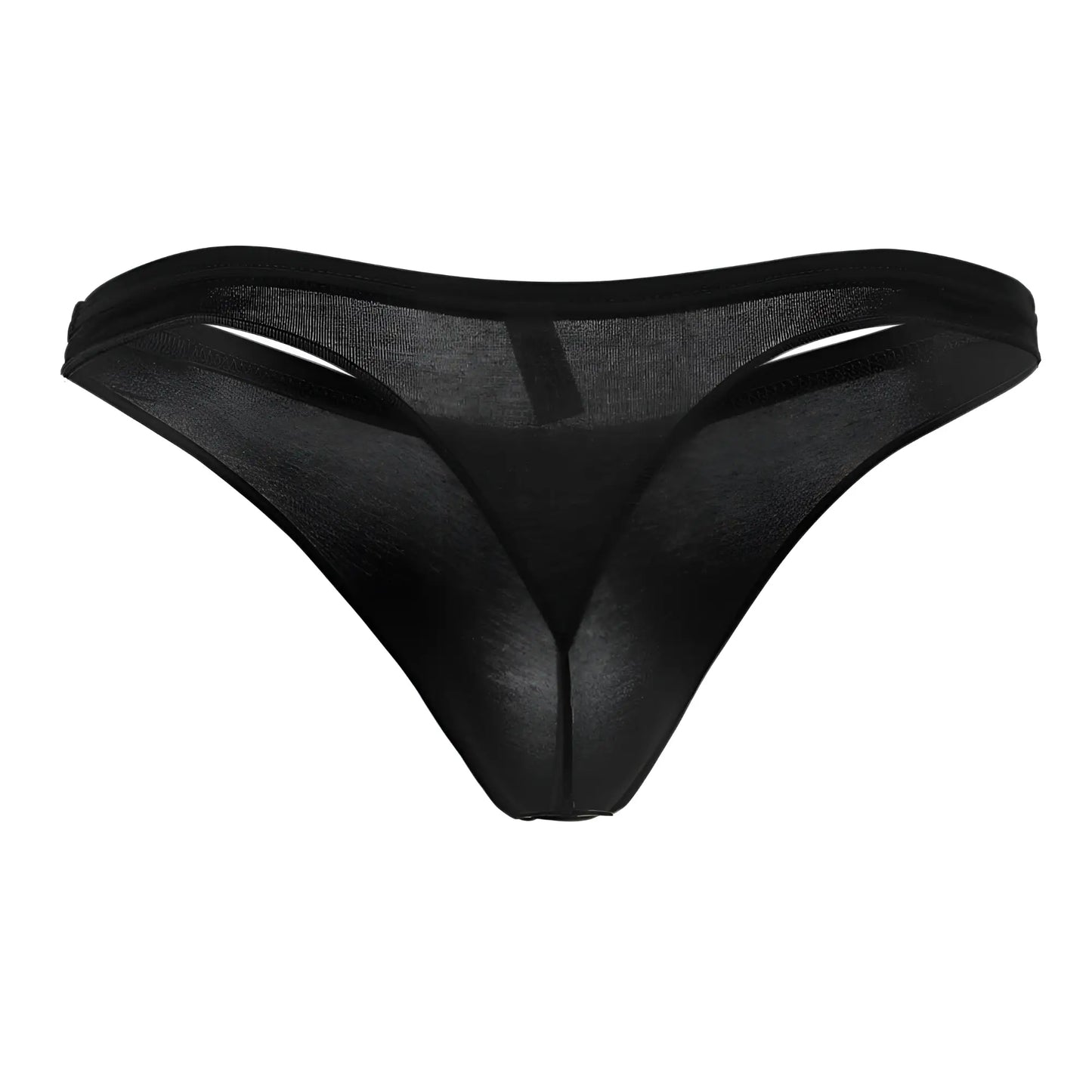Black sheer mesh thong with solid black waistband from doreanse 1392-blk euro thong collection