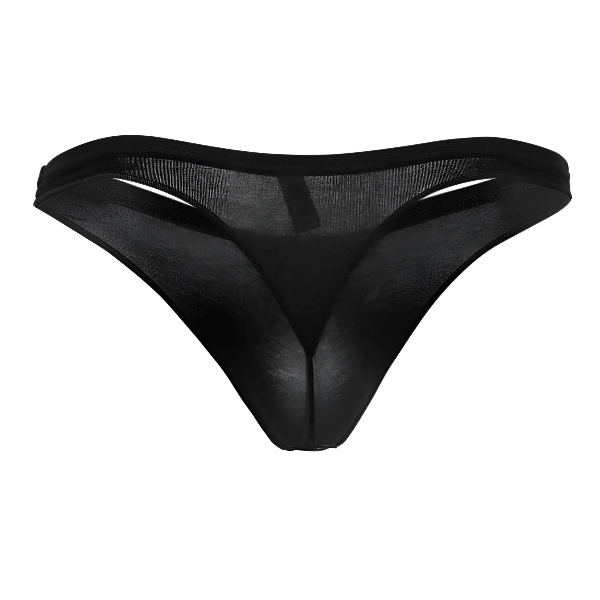 Black sheer mesh thong with solid black waistband from doreanse 1392-blk euro thong collection
