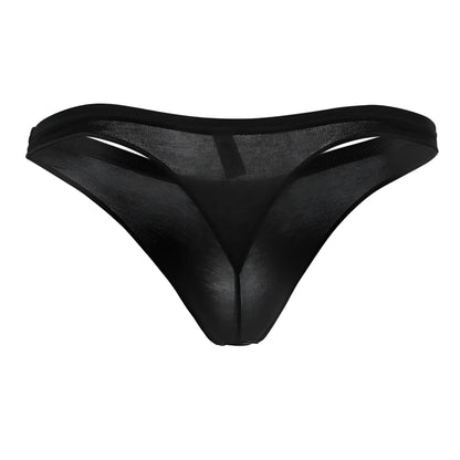 Black sheer mesh thong with solid black waistband from doreanse 1392-blk euro thong collection