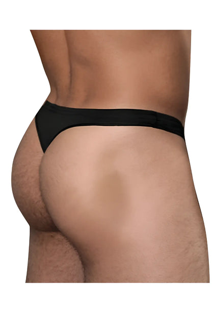 Black thong underwear by doreanse 1392-BLK with a smooth stretchy fabric waistband in euro style