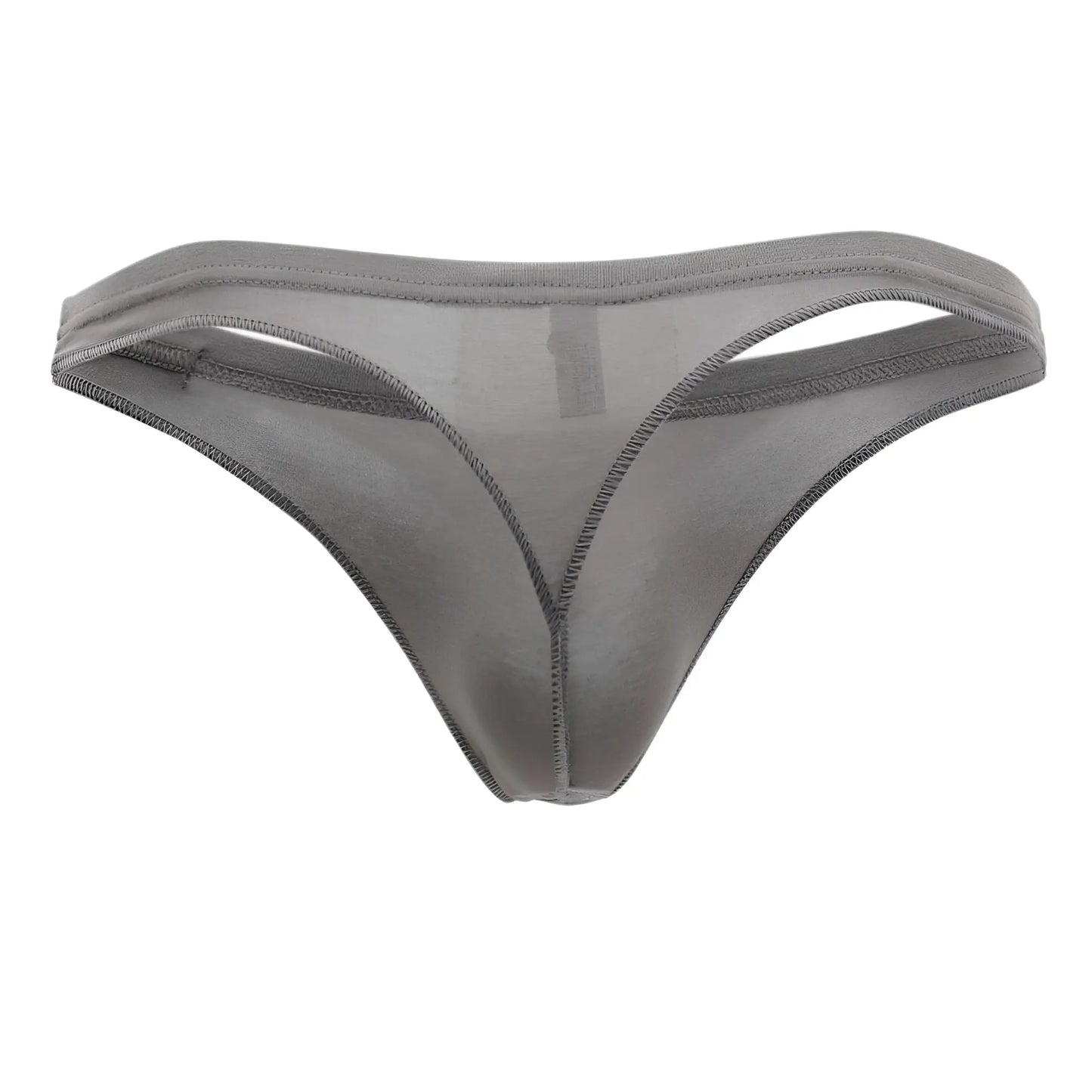 Doreanse 1392-SMK euro thong in smoke color with gray sheer mesh and reinforced stitching along edges