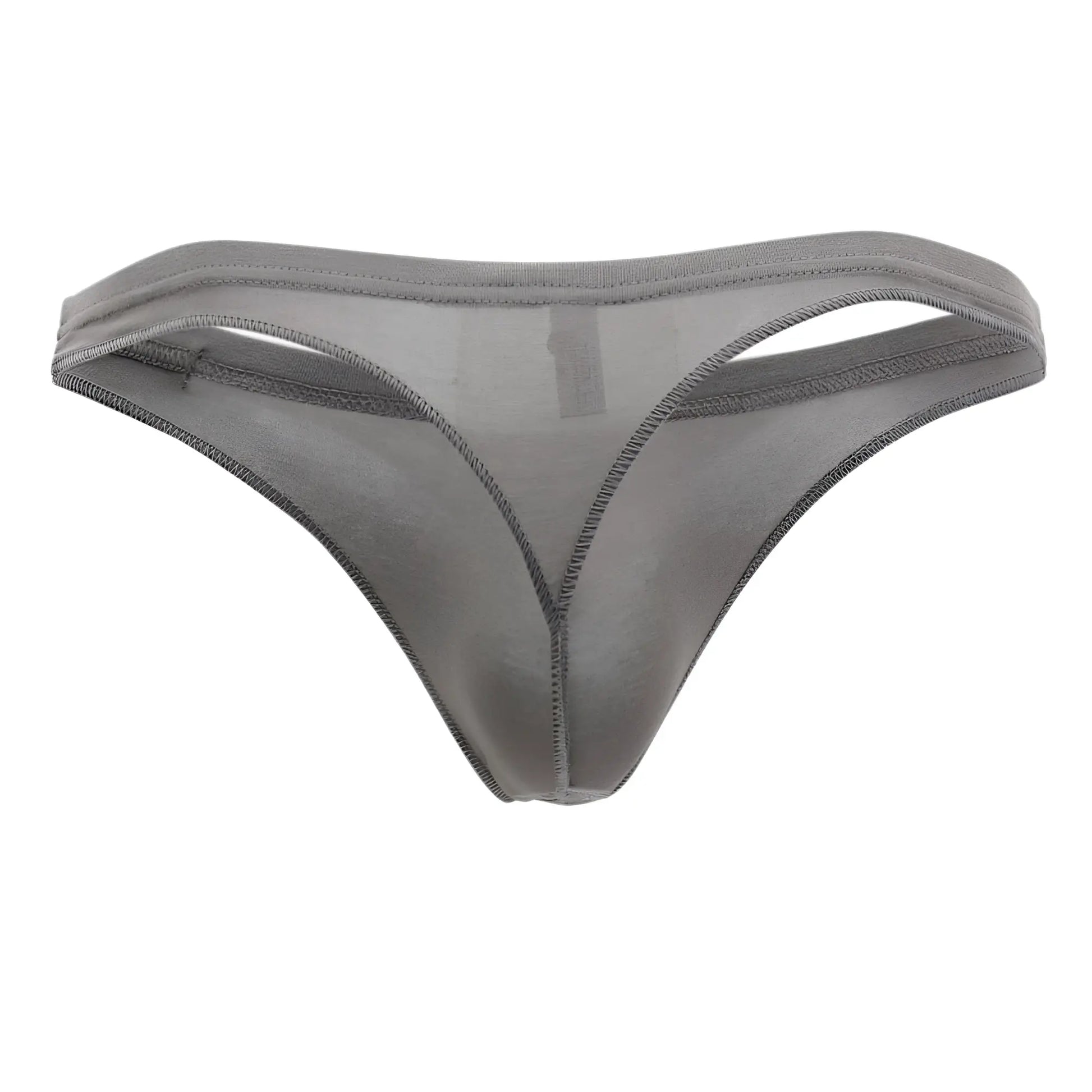 Doreanse 1392-SMK euro thong in smoke color with gray sheer mesh and reinforced stitching along edges