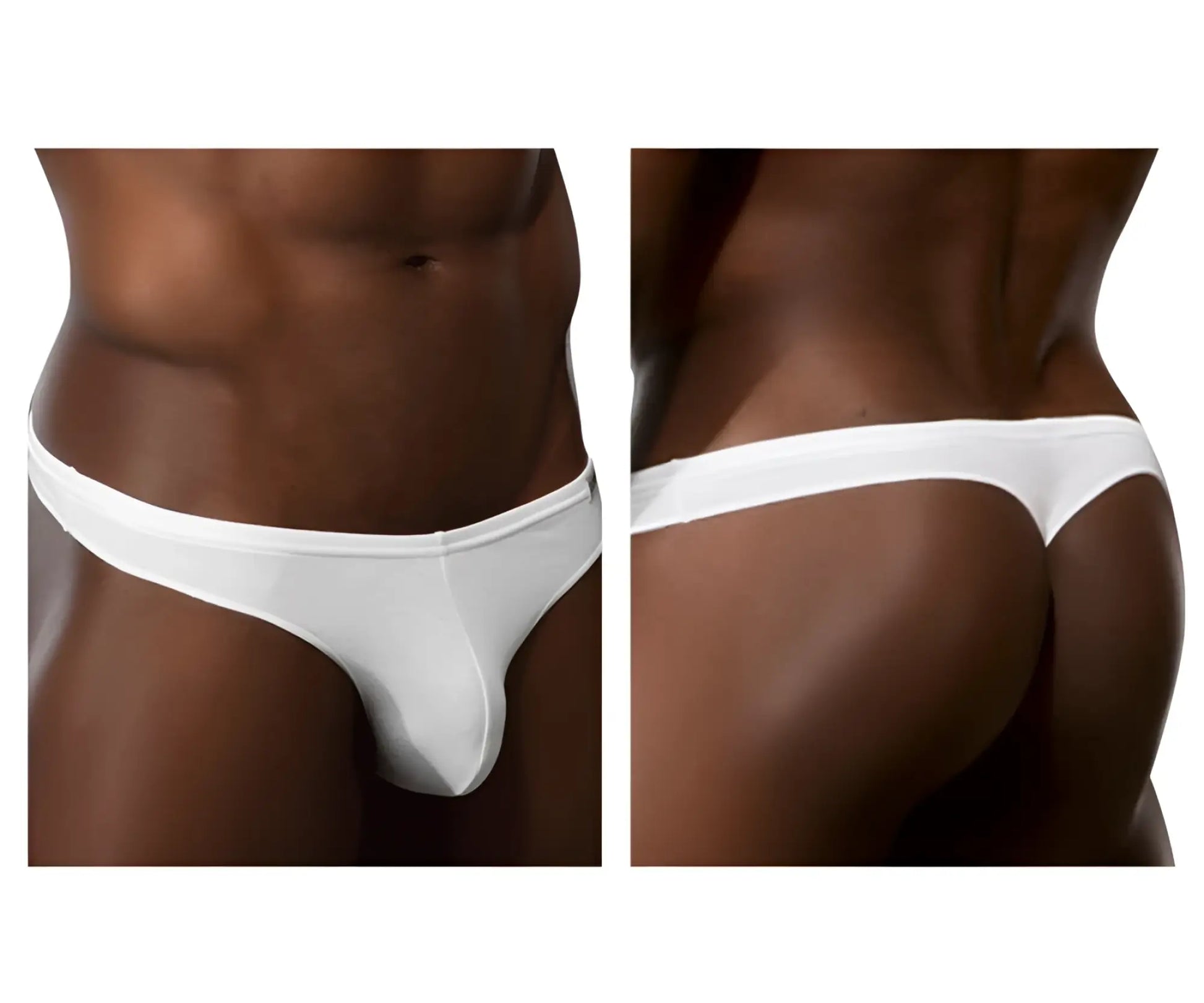 White doreanse 1392-wht euro thong made of smooth stretchy fabric shown from the back side