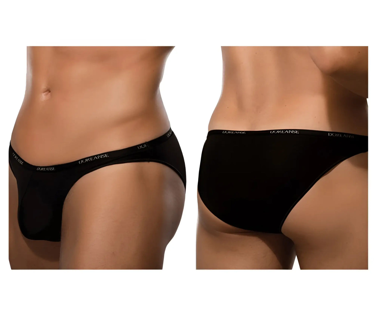 Black d&g briefs doreanse 1395-blk aire bikini with subtle white logo band in black color