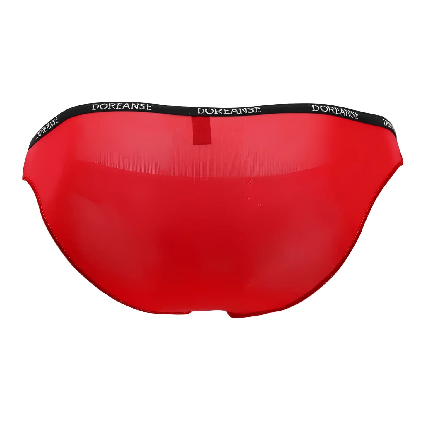 Red doreanse 1395-red aire bikini briefs with black waistband and white doreanse logo in breathable fabric