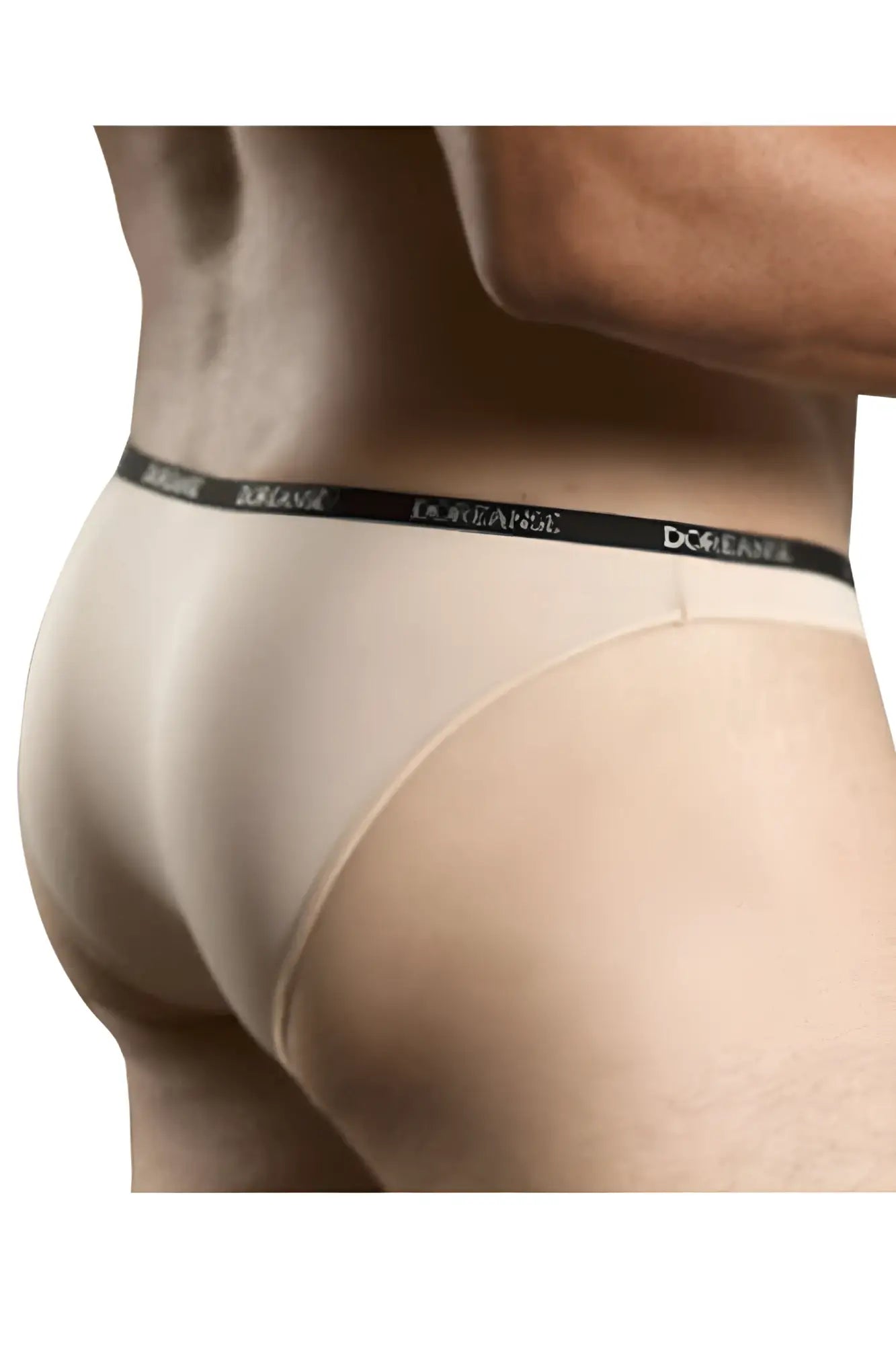 Beige dolce and gabbana briefs with black elastic waistband and white logo in doreanse 1395-tan aire bikini color tan