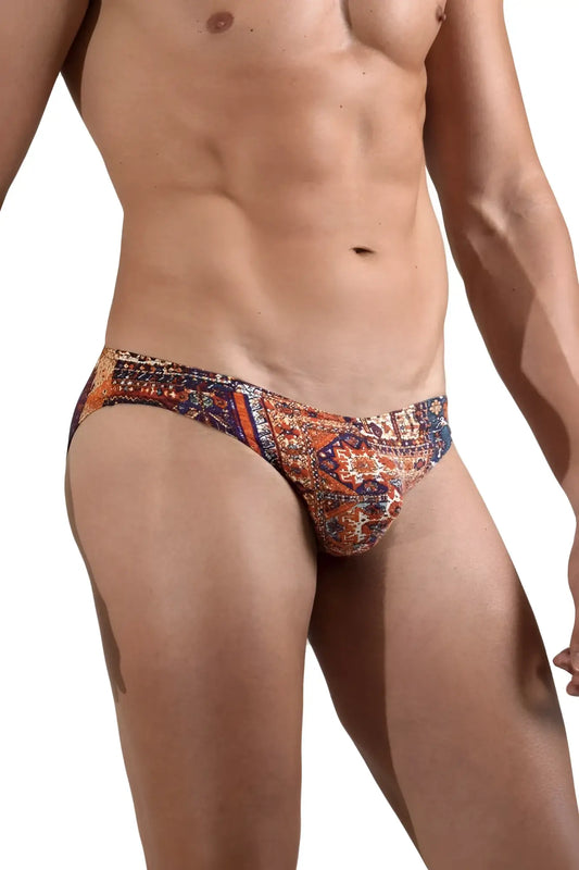 Doreanse 1403-PRN Persian briefs with orange and blue intricate geometric print for men