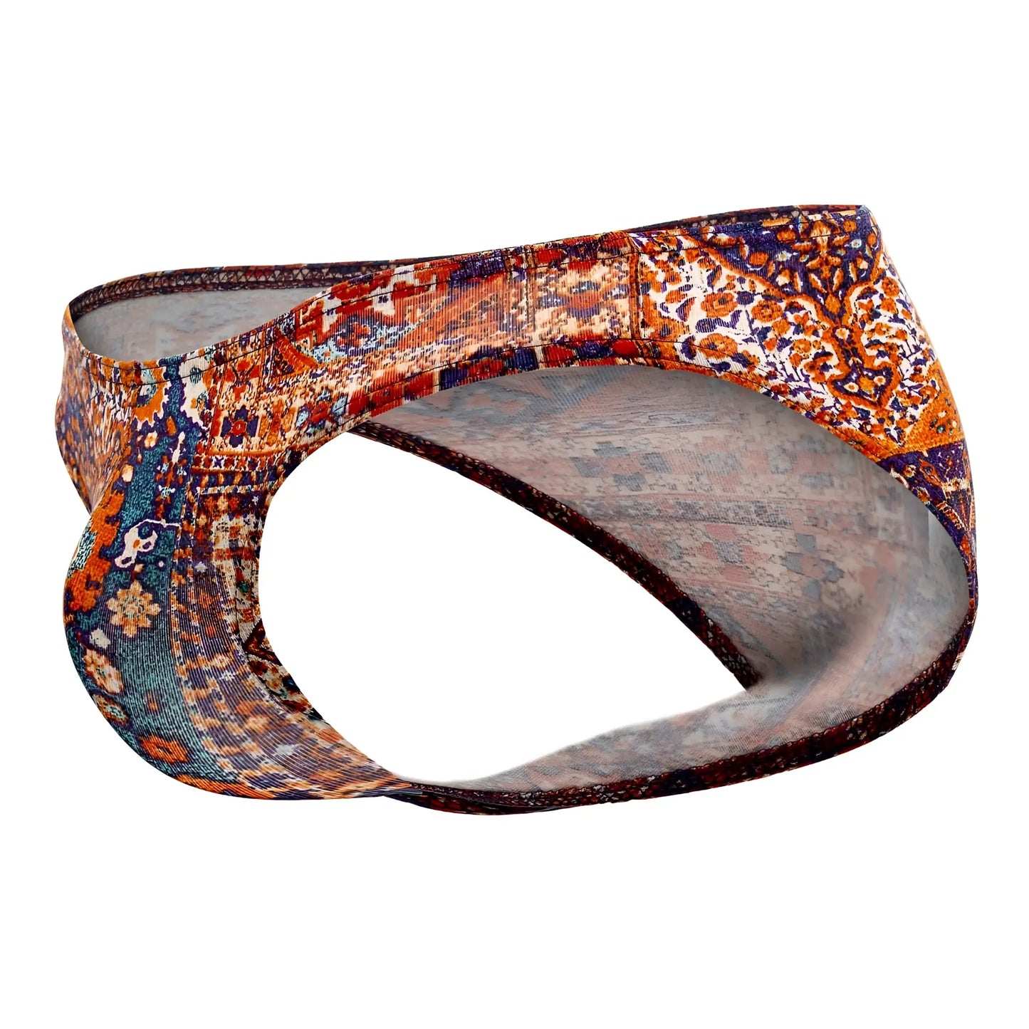 Doreanse 1403-PRN persian briefs with vibrant vintage persian rug pattern in orange blue and brown colors