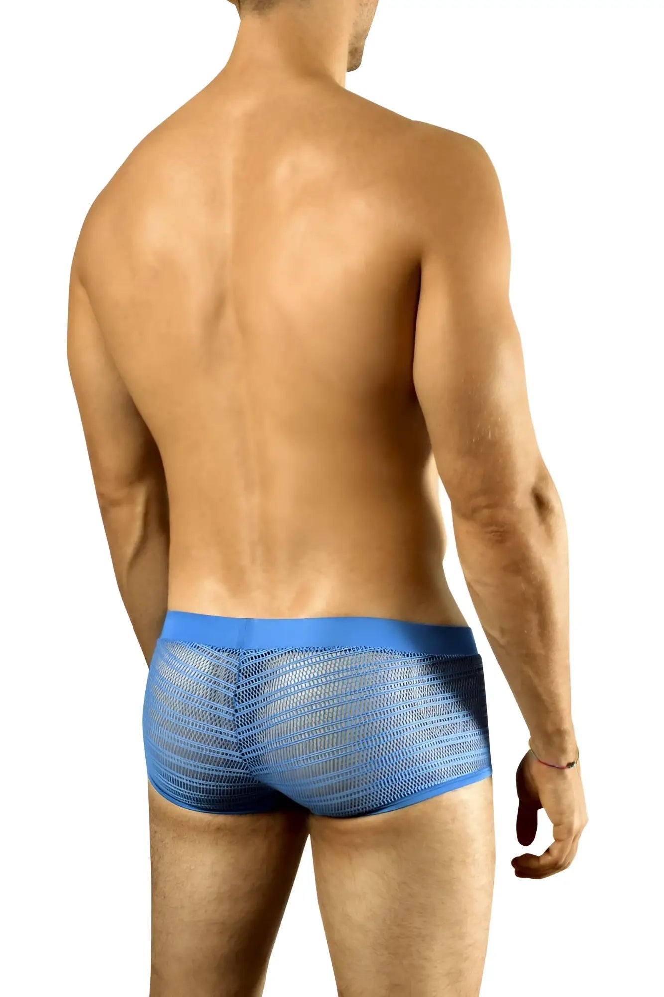 Doreanse 1588-blu blue mesh briefs with solid blue waistband breathable and lightweight underwear for men