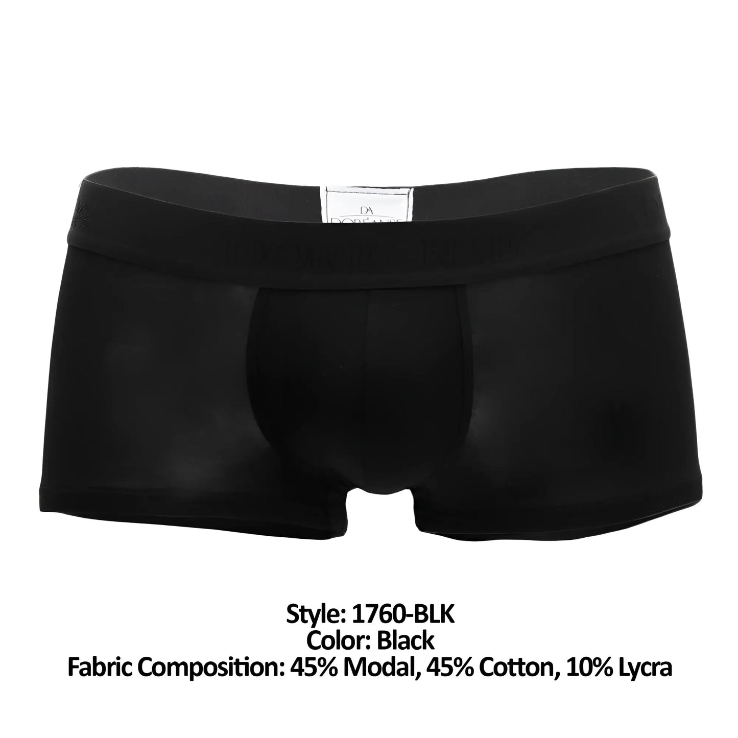 Black doreanse 1760-blk low-rise trunk briefs made of 45 percent modal 45 percent cotton and 10 percent lycra