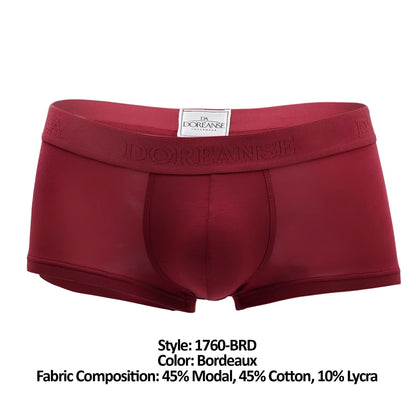 Doreanse 1760-bordeaux low-rise trunk mens briefs in bordeaux made from modal cotton and lycra blend