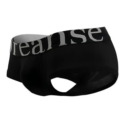 Black doreanse 1779-blk pouch mini trunk briefs with gray reanise logo on waistband in black color