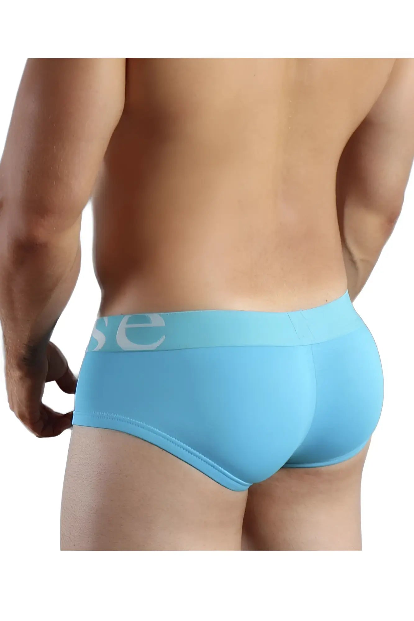 Light blue doreanse 1779-trq pouch mini trunk briefs with matching elastic waistband and partial brand logo se in white
