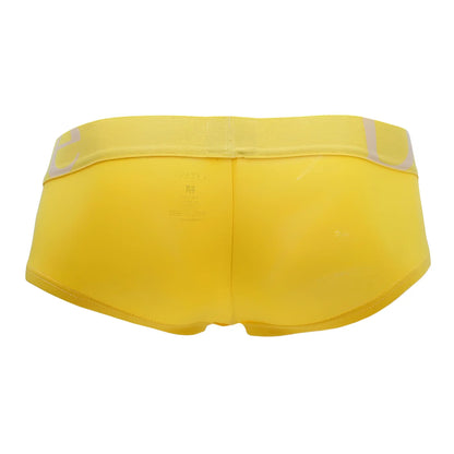 Doreanse 1779-yellow pouch mini trunk men’s briefs in bright yellow with matching elastic waistband and subtle gray lettering
