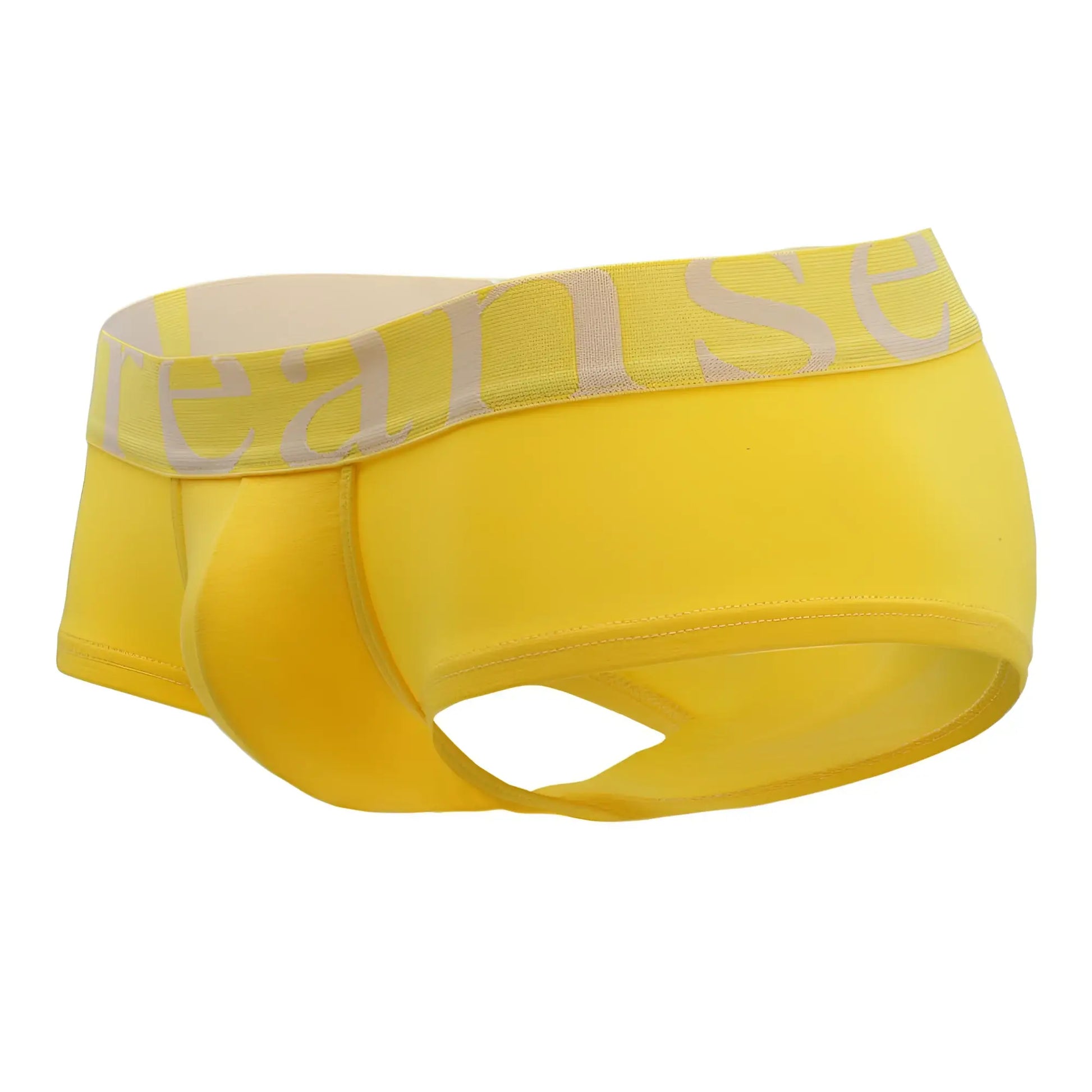 Bright yellow doreanse 1779-ylw pouch mini trunk briefs with light gray reanse logo band for comfortable wear