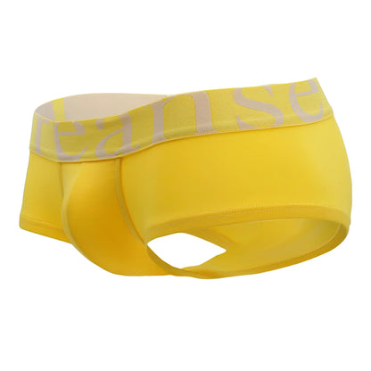 Bright yellow doreanse 1779-ylw pouch mini trunk briefs with light gray reanse logo band for comfortable wear