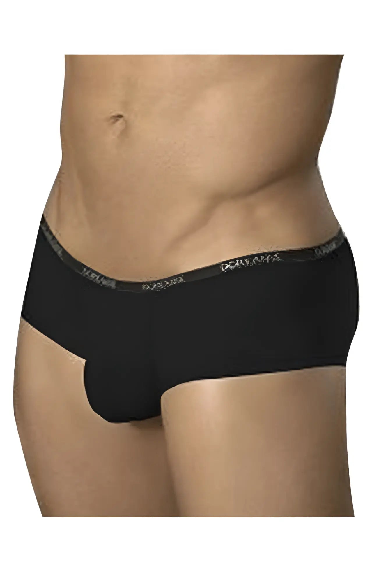 Black doreanse 1781-blk naked mini trunk briefs with subtle white logo waistband for comfortable everyday wear