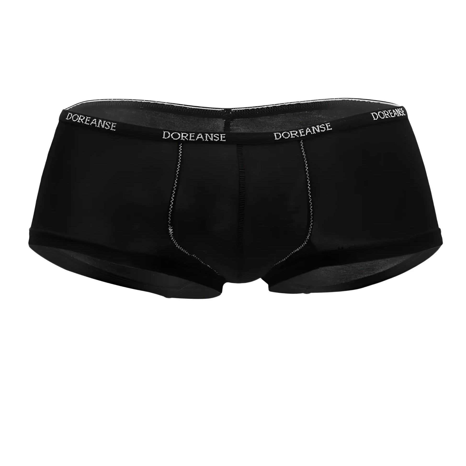 Black doreanse 1781blk naked mini trunk briefs with subtle textured waistband and matching stitching details
