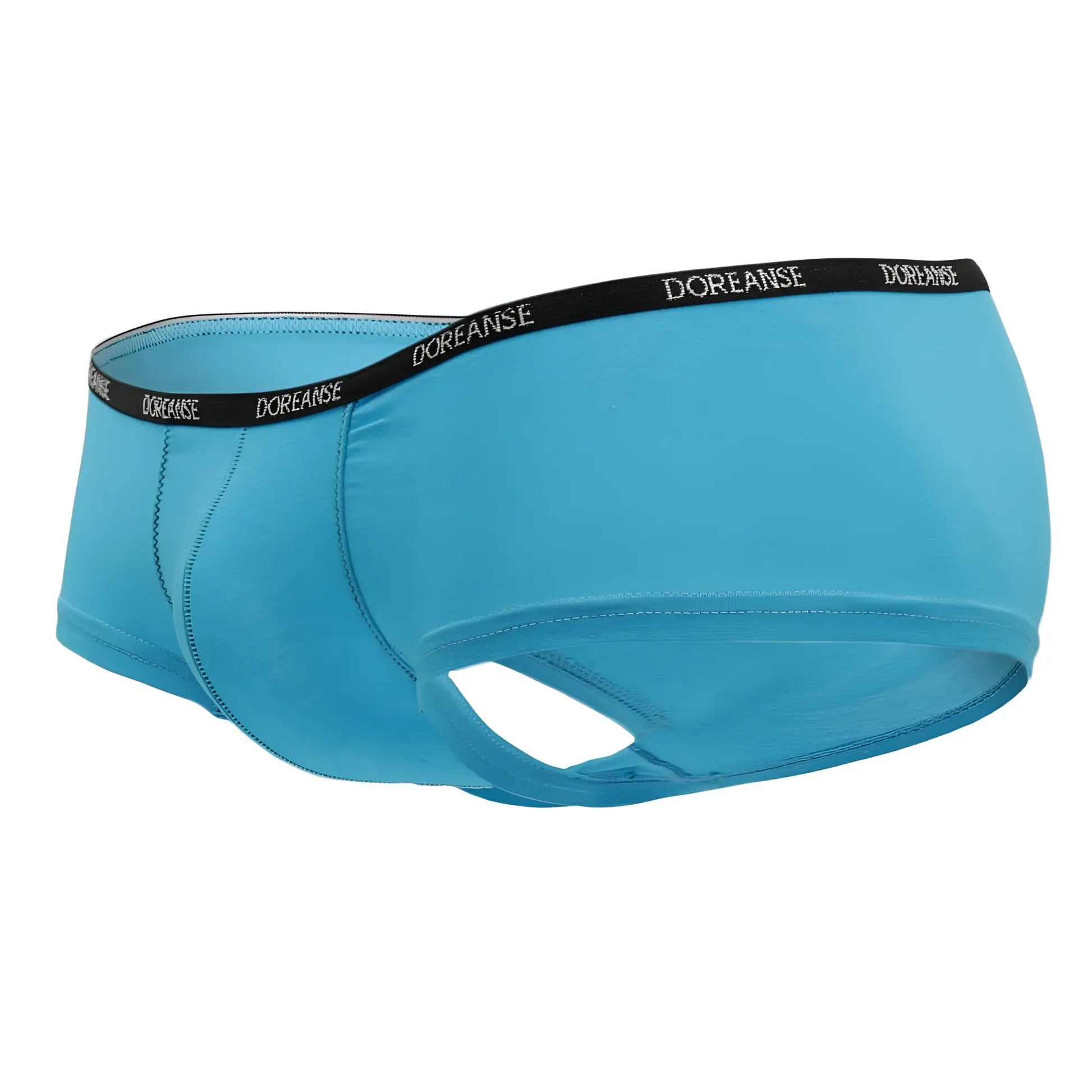 Turquoise doreanse 1781-trq naked mini trunk briefs with black waistband and white brand lettering