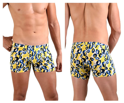 Doreanse 1799-prn leopard art boxer briefs in yellow and blue leopard print for comfortable everyday wear