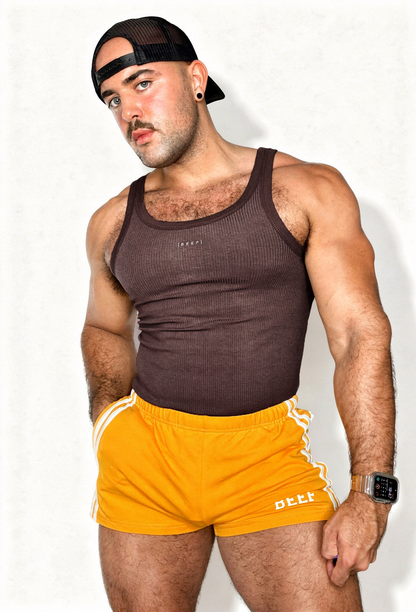 JJ Malibu Men's Slim Rib Knit Tank Top - Mocha