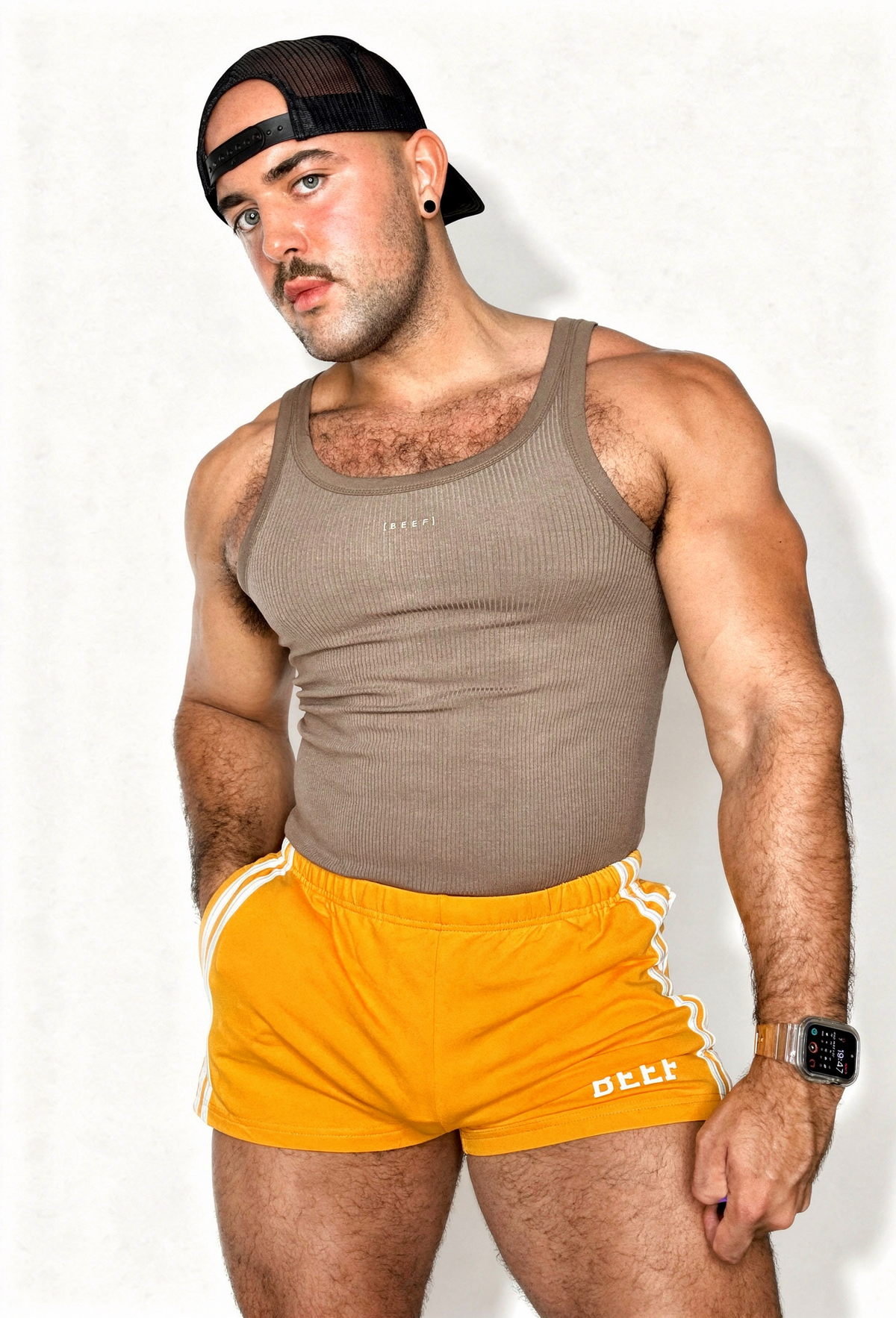 JJ Malibu Men's Varsity Boy Short Shorts - Tangerine Orange
