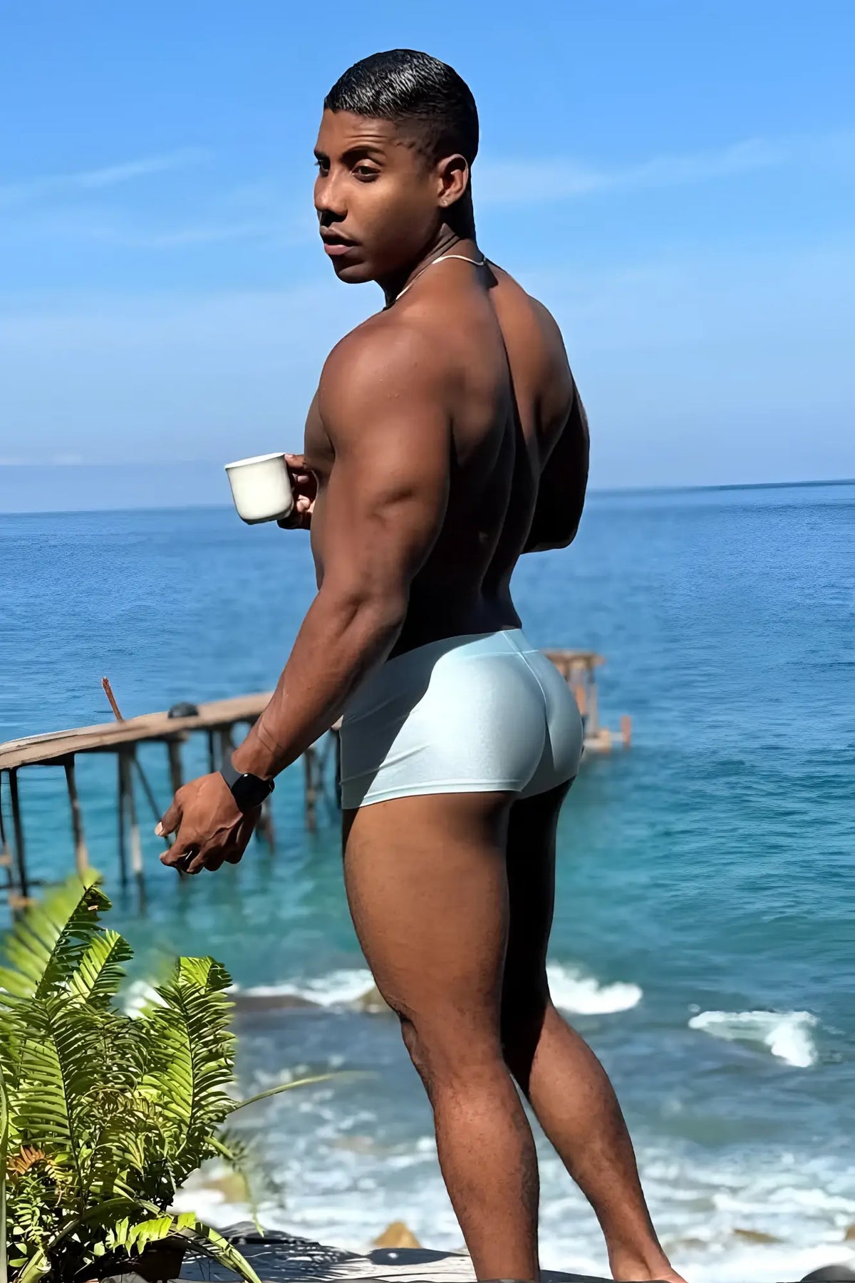 Light blue dynamic sheen boxer briefs in arctic blue featuring a sleek athletic design and moisture-wicking fabric