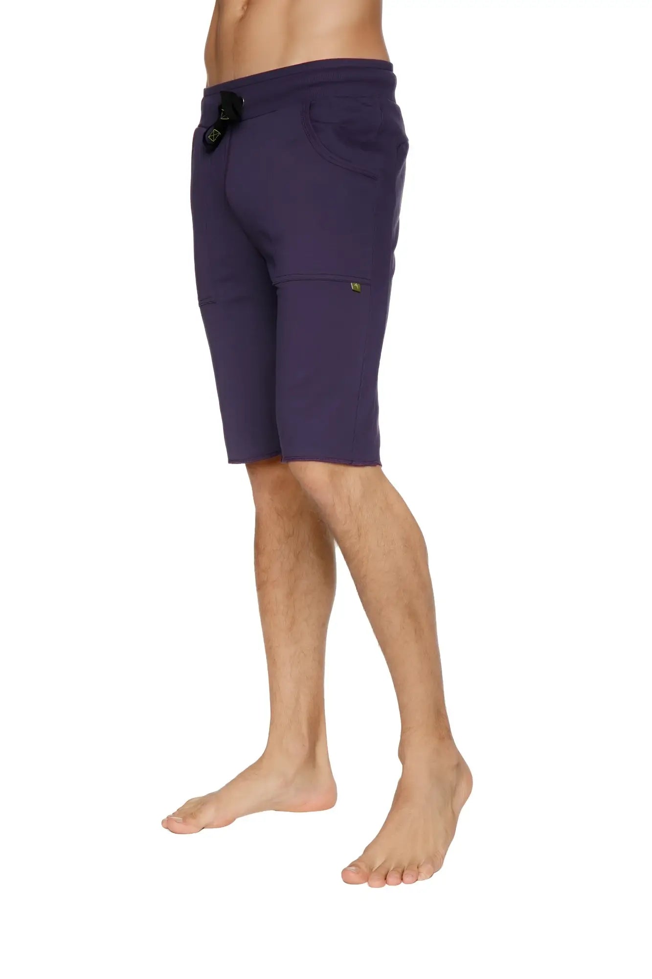 Eco-track short eggplant dark purple athletic shorts with drawstring waistband and multiple pockets for activewear