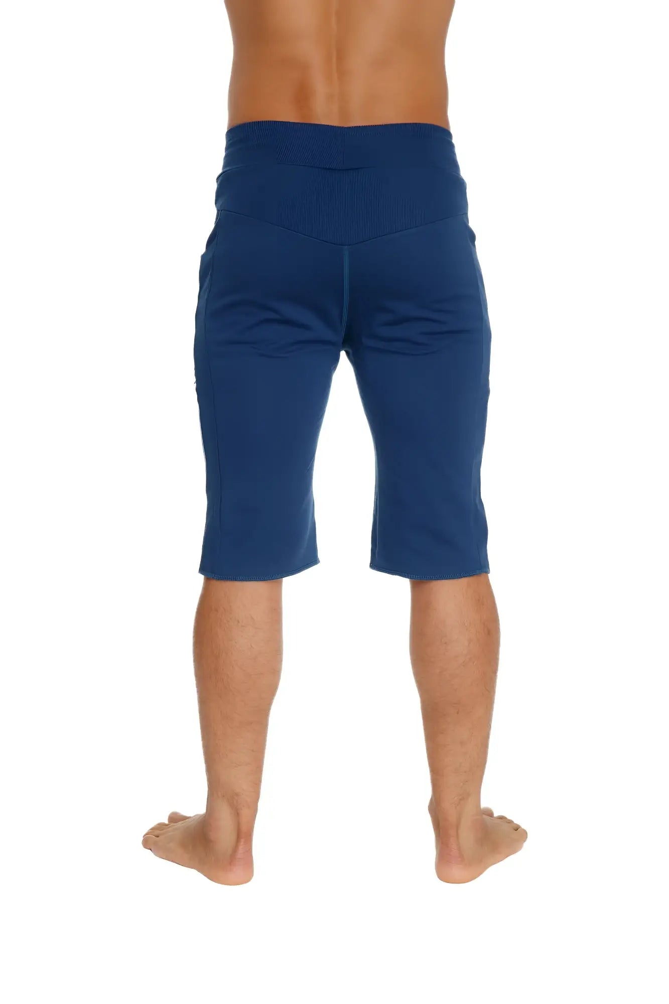 Eco-track short royal blue high-waisted navy blue athletic shorts with subtle side pockets made from eco-friendly material