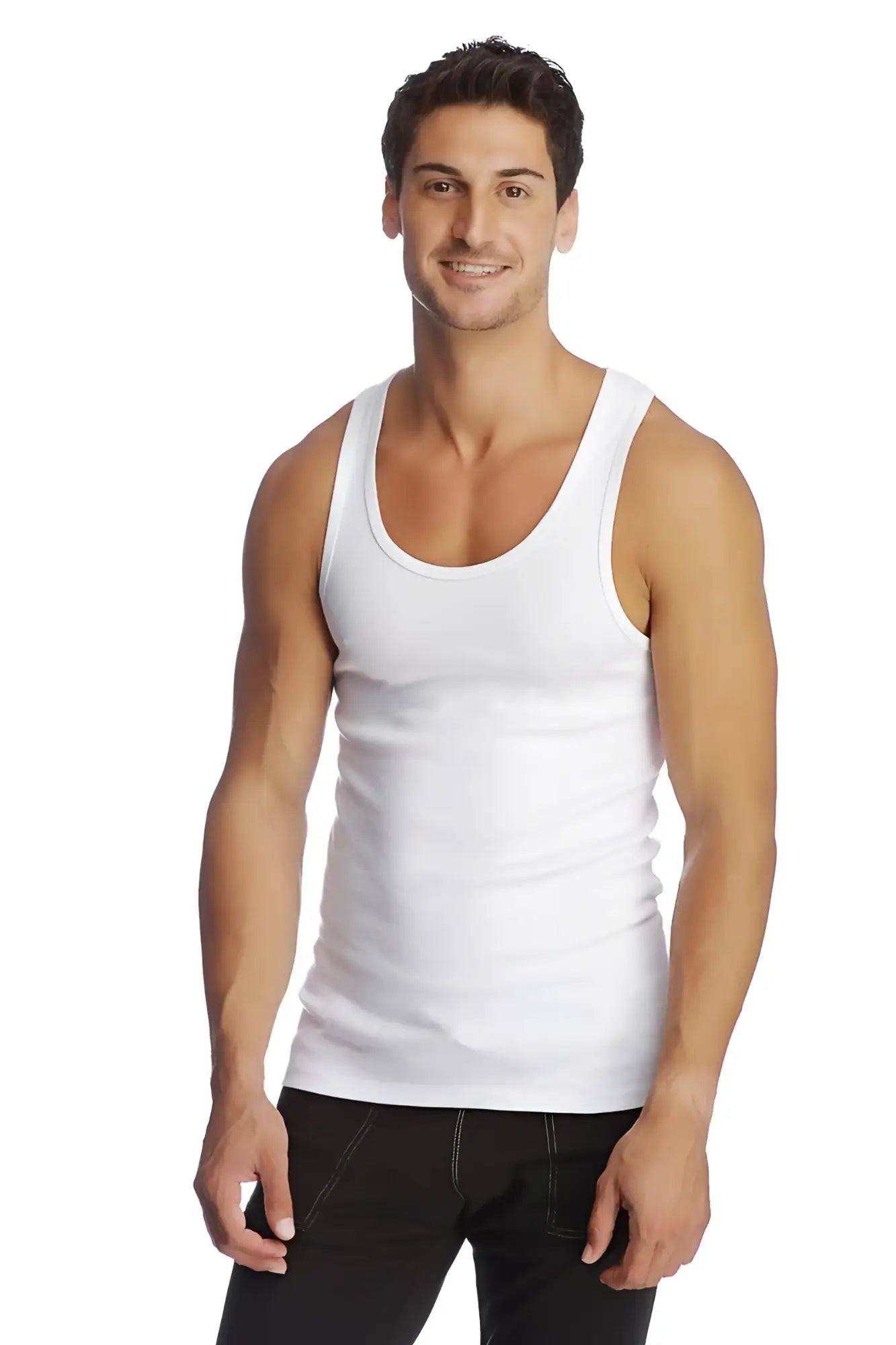 White cotton edge sustain tank top featuring a simple classic design perfect for casual wear
