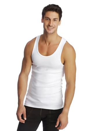 White cotton edge sustain tank top with simple fitted design suitable for casual wear