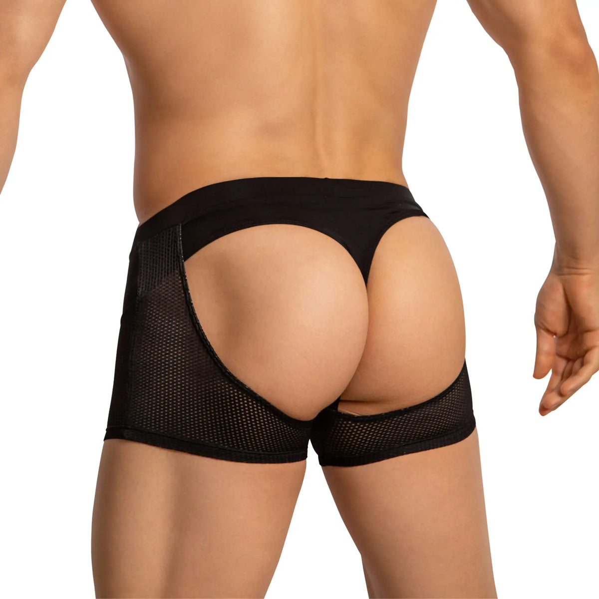 Black mesh briefs Edipous EDG034 boxer with a cutout design offering breathable and stylish underwear