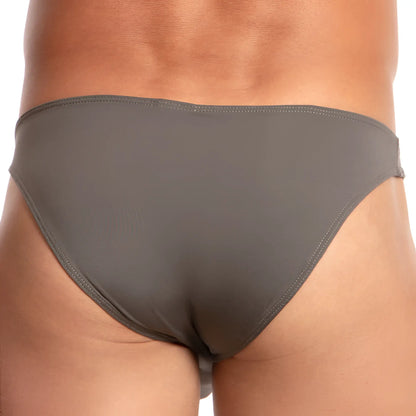 Edipous EDJ014 brief sleek dark gray swimsuit made of smooth stretchy fabric with precise stitching edges