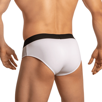 White briefs edipous edj023 with a black waistband made from breathable fabric for comfortable everyday wear