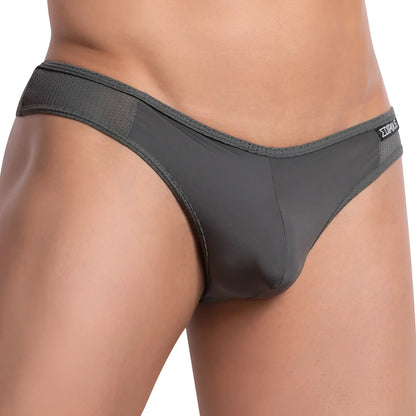 Edipous edk023 thong dark gray form-fitting briefs with mesh panel and stitched trim visible from the back side