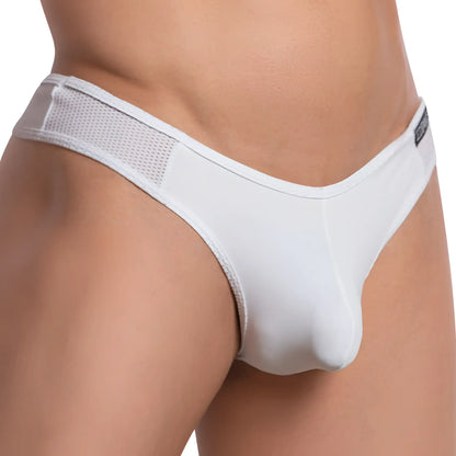 Edipous EDK023 thong white menâ€™s briefs with mesh side panel and sleek form-fitting design