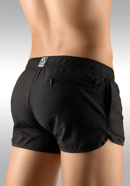 Black ergowear built in feel bikini mesh gym shorts with elastic waistband and small logo tag size l