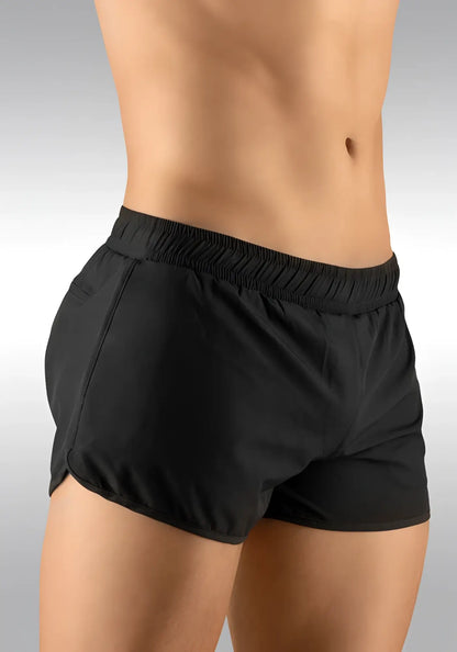 Ergowear built in feel bikini mesh black gym shorts with elastic waistband and sleek form fitting design size l